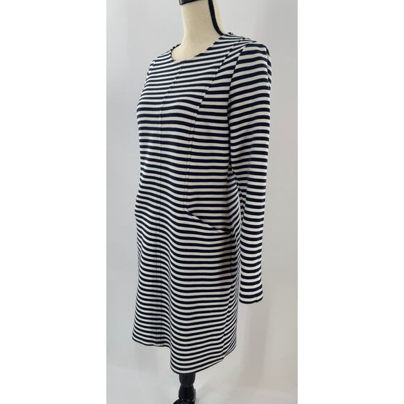 Boden Ellen Ottoman Navy White Striped Stretch Knit Sheath Dress 8 Medium - Picture 1 of 10